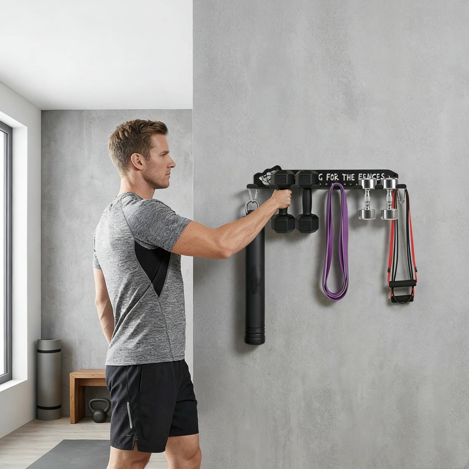 Sports Equipment Organizer Rack - 8개의 후크가 있는 스포츠 장비 랙,
