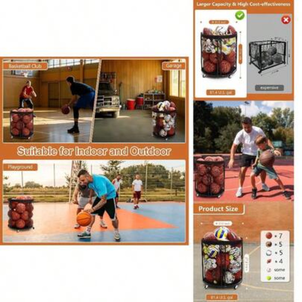 Sports Equipment Outdoor Storage - 헤비 듀티 볼 보관함 카트 (축구,