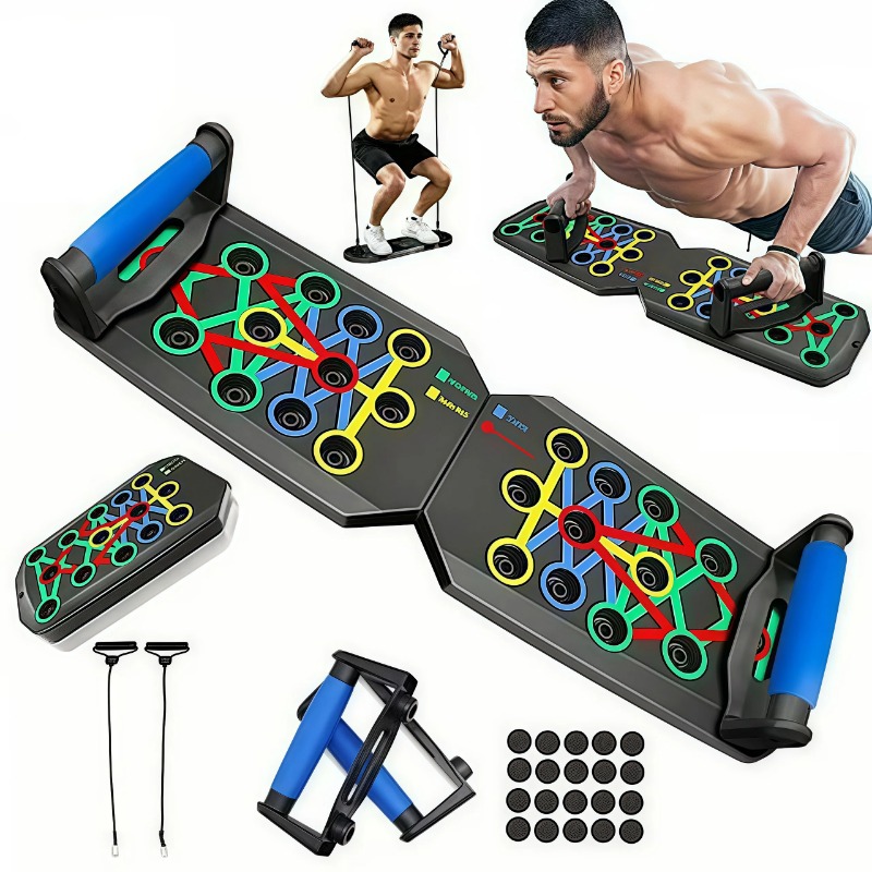 Sports Equipment Website - 저항 밴드가 있는 접이식 푸시업 보드,