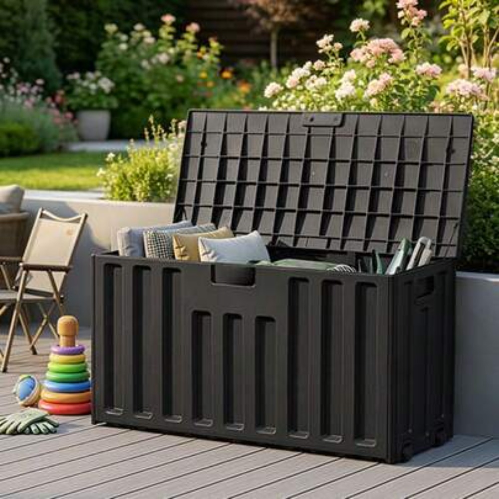 대용량 야외 보관함 레진 데크 박스 블랙 우드 패턴 방 - Sports Equipment Outdoor Storage 리뷰 및 가격