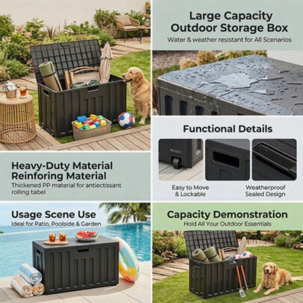 대용량 야외 보관함 레진 데크 박스 블랙 우드 패턴 방 - Sports Equipment Outdoor Storage 리뷰 및 가격