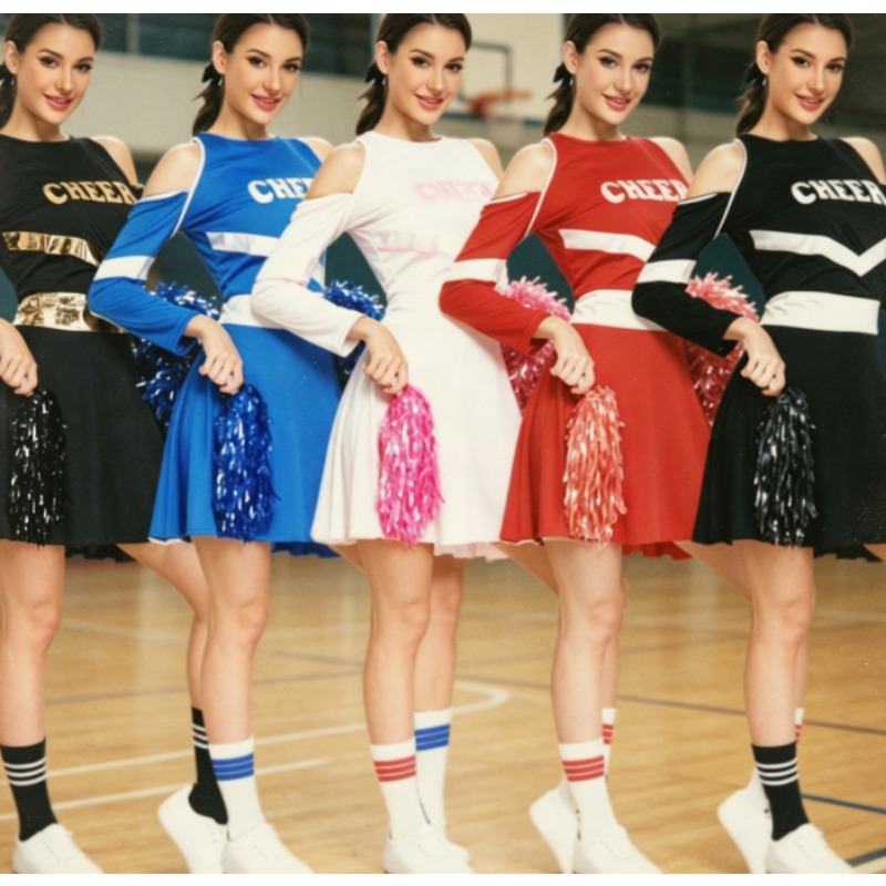유럽계 미국인 여성용 치어리더 의상, 폼폼 & 크롭탑  - Cheerleading Pom Pom 리뷰 및 가격